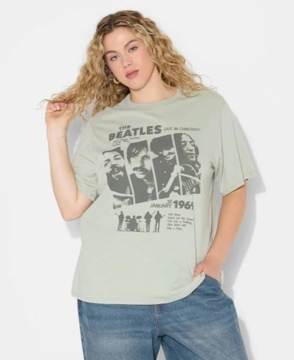 Women's The Beatles Short Sleeve Graphic T-Shirt - Green XS